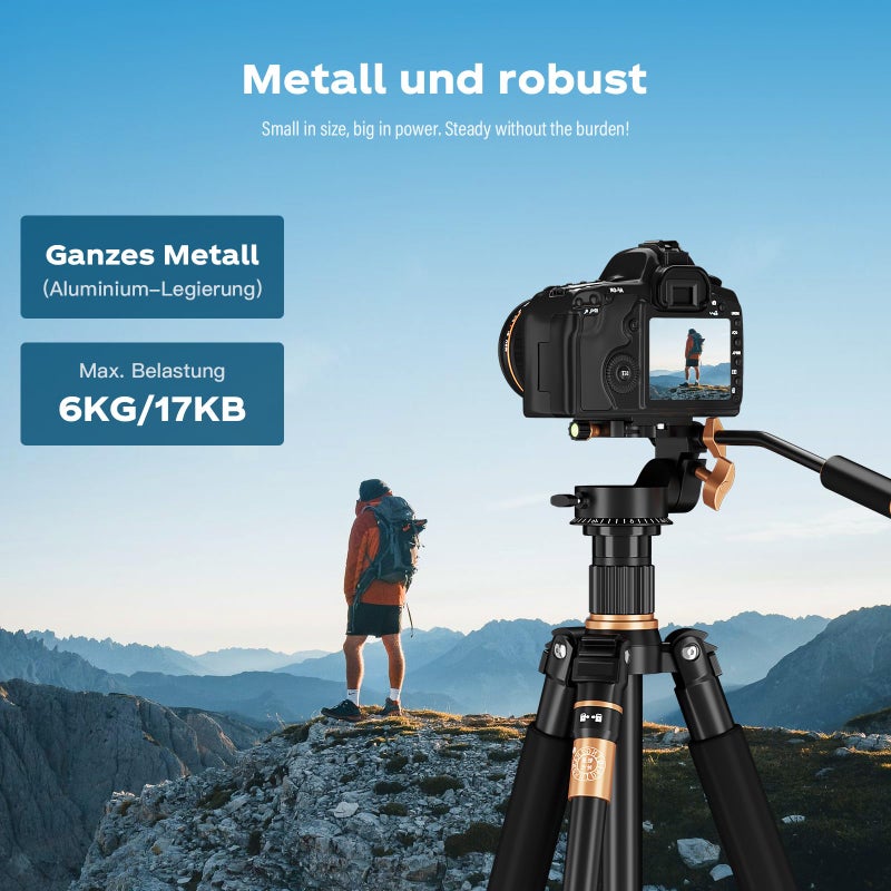 Soonpho Q-08S Heavy Duty Video Camera Tripod Fluid Drag Pan Head with Extended Handle for DSLR Camera,Camcorders,1/4 & 3/8 inch Screw Sliding Plate 360 Degree Rotating Tripod Head - Image 3